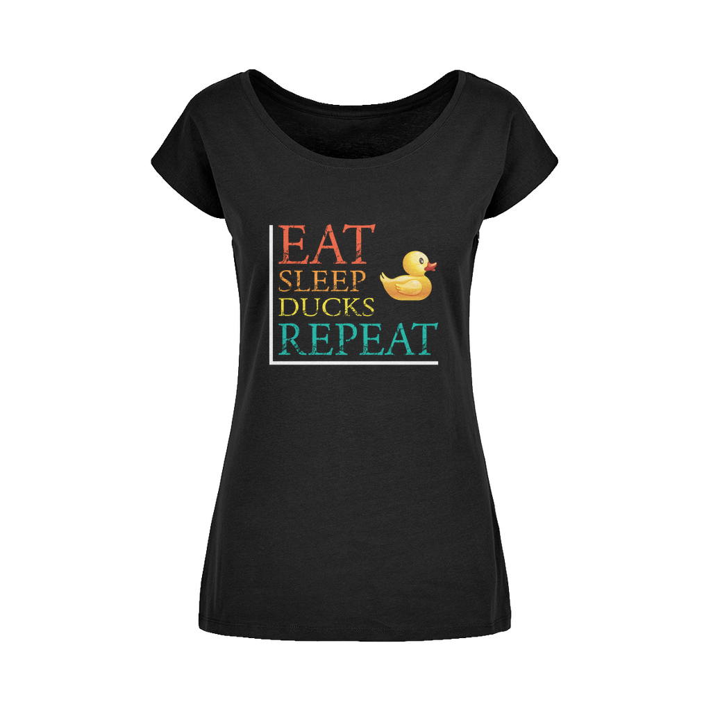 Eat Sleep Ducks Repeat Wide Neck Womens T-Shirt XS-5XL