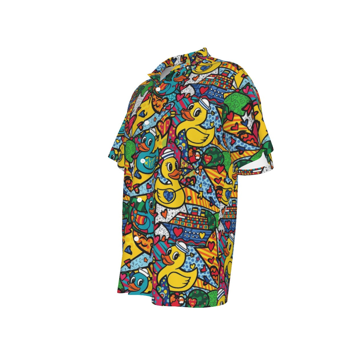 Pop Art Cruising Ducks Men's Hawaiian Shirt With Pocket