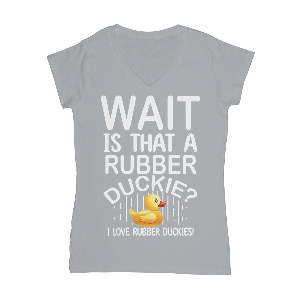 Wait! Is That a Rubber Duckie? Classic Women's V-Neck T-Shirt