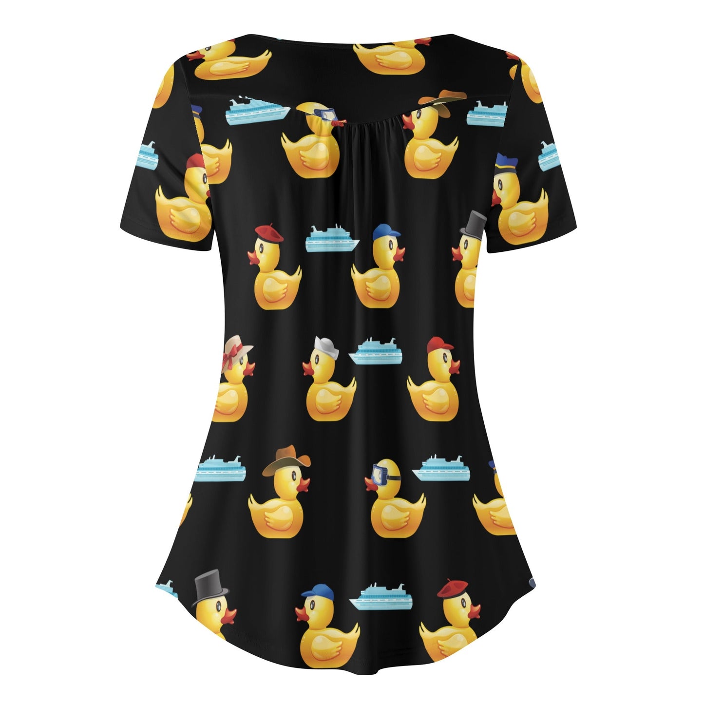 Just Ducky Womens Scoop Neck Short Sleeved Blouse - Black