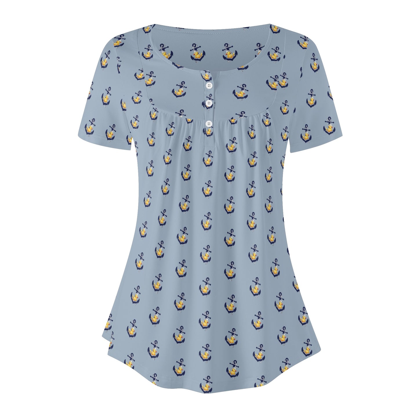 Ahoy Ducky Womens Scoop Neck Short Sleeved Blouse