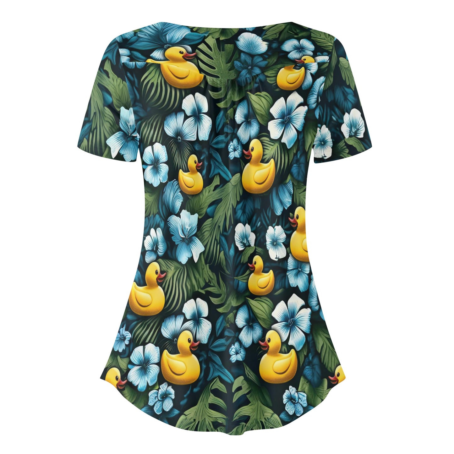 Ducky Hawaiian Womens Scoop Neck Short Sleeved Blouse