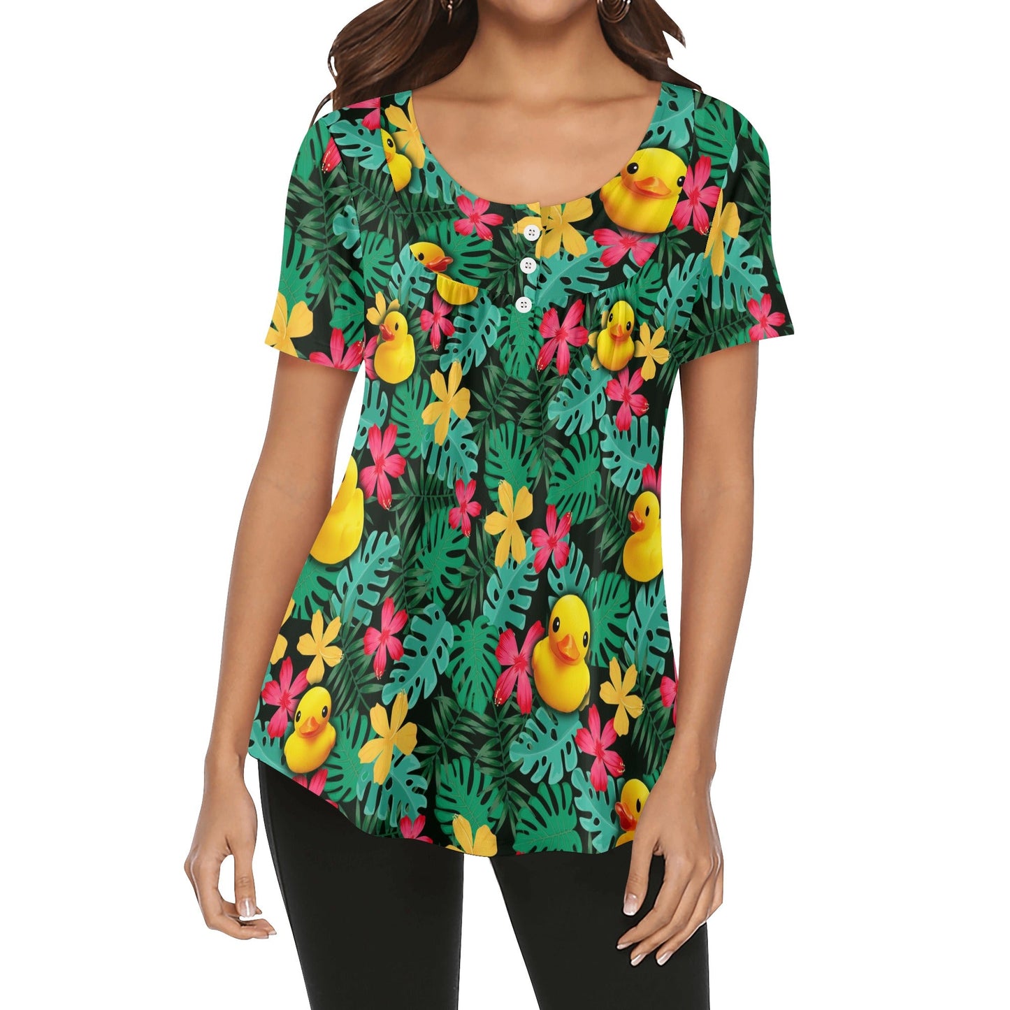 Fern Duckin Womens Scoop Neck Short Sleeved Blouse