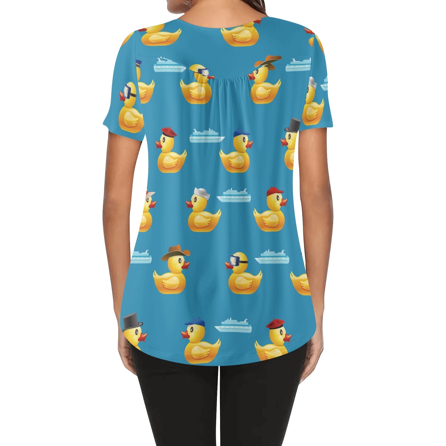 Just Ducky Womens Scoop Neck Short Sleeved Blouse