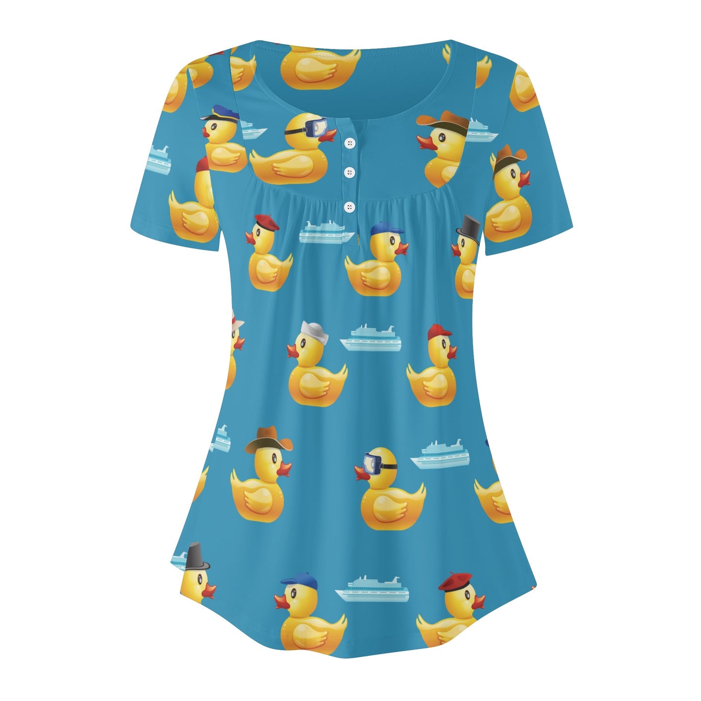 Just Ducky Womens Scoop Neck Short Sleeved Blouse