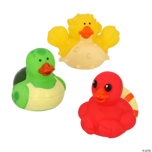 Sea Creature Turtle, Crab & Puffer Fish Rubber Ducks - by the dozen