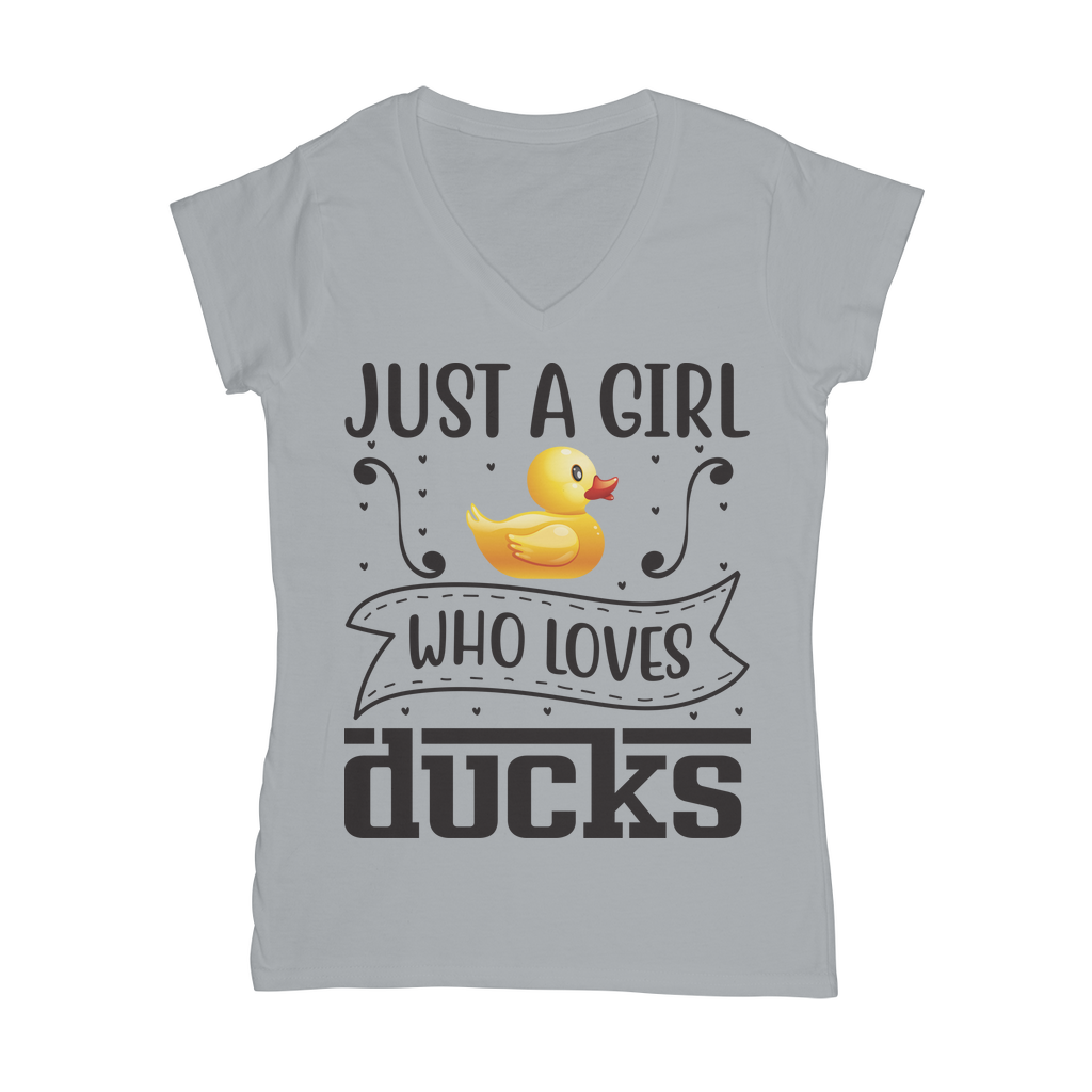 Just a Girl Who Loves Ducks Classic Women's V-Neck T-Shirt