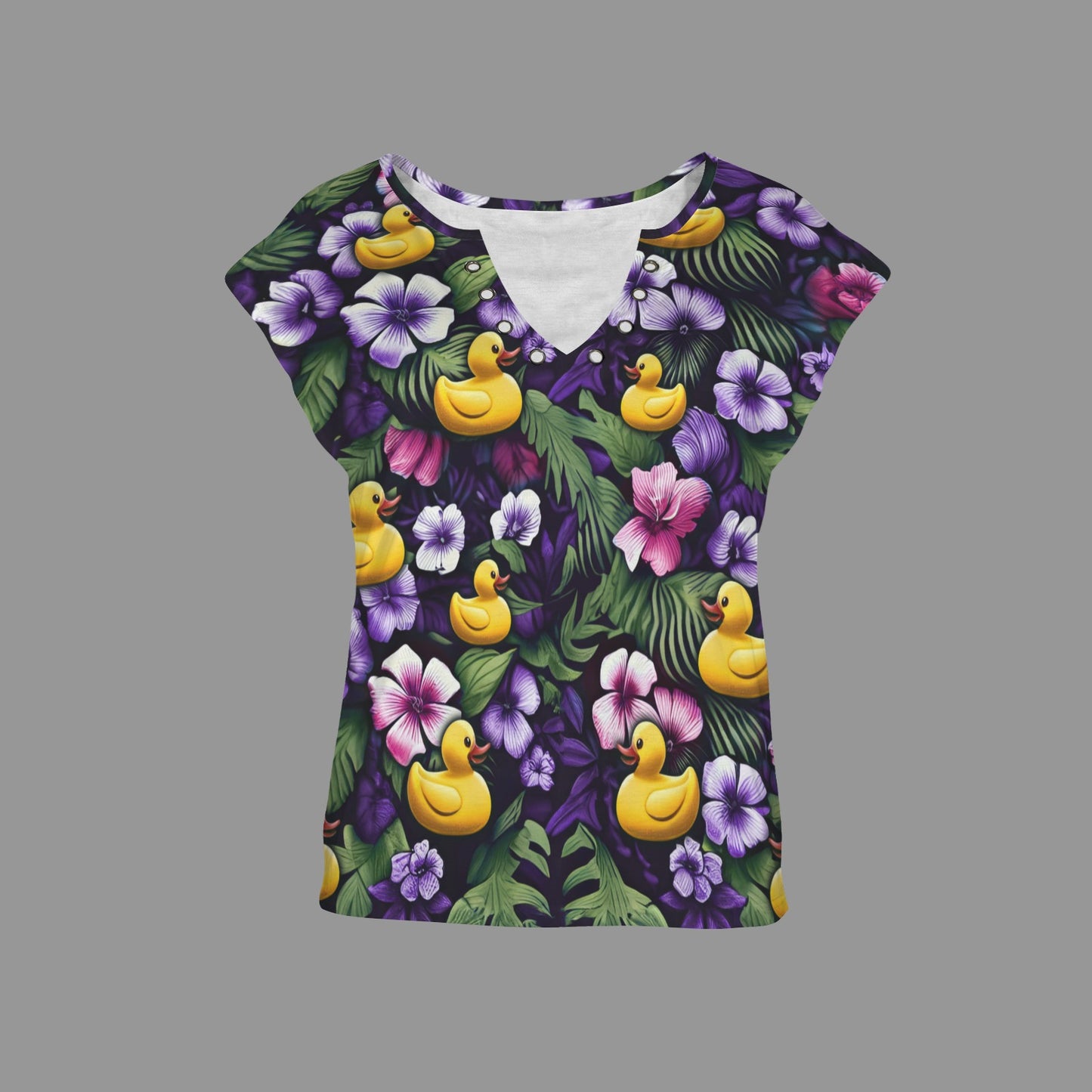 Royal Purple Women's V-Neck Ring Hole Top