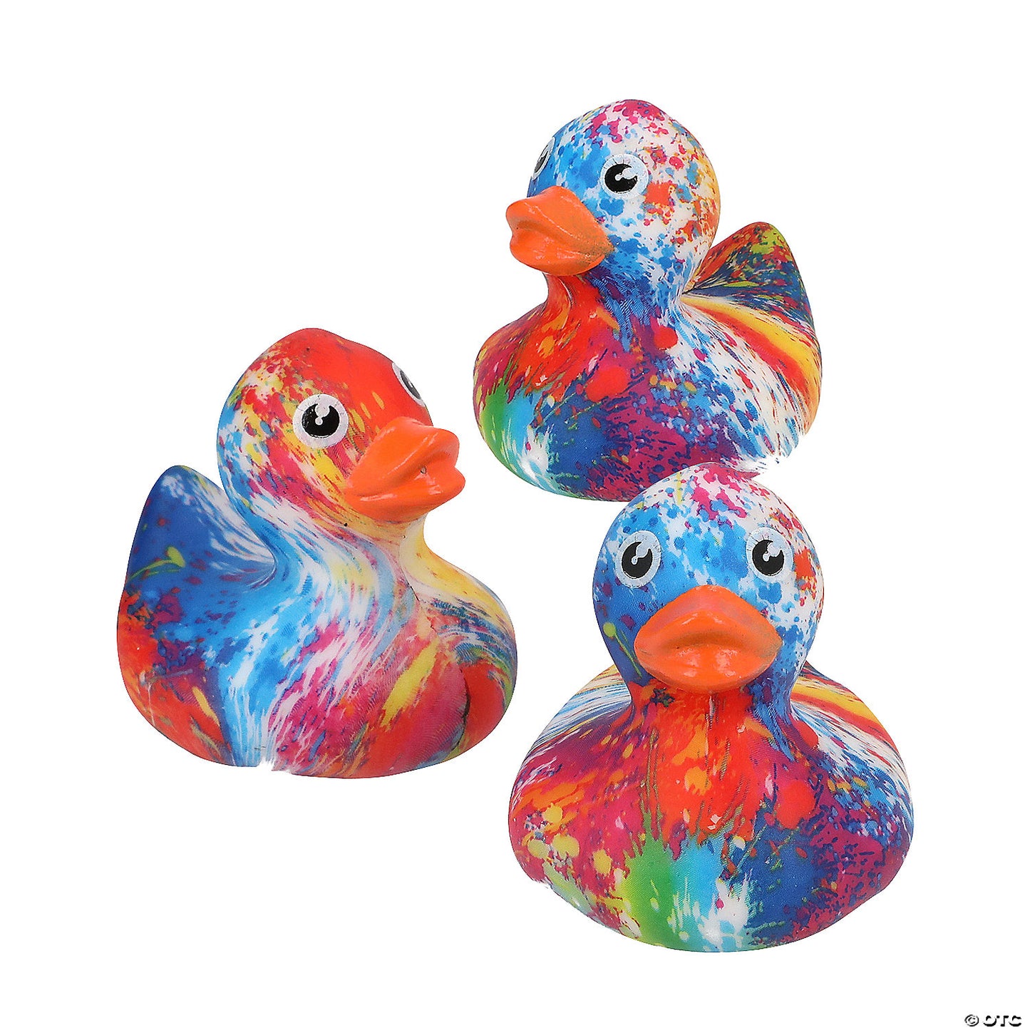 Bright Color Swirl Tie Dye Vinyl Rubber Ducks - by the dozen