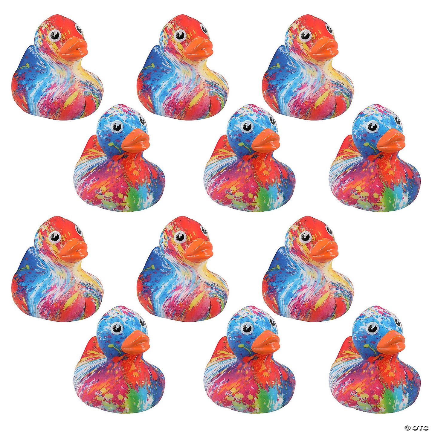 Bright Color Swirl Tie Dye Vinyl Rubber Ducks - by the dozen