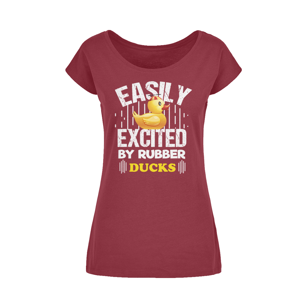Easily Excited by Rubber Ducks Wide Neck Womens T-Shirt XS-5XL