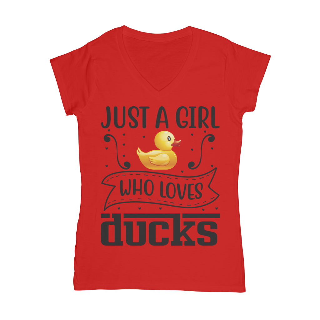 Just a Girl Who Loves Ducks Classic Women's V-Neck T-Shirt