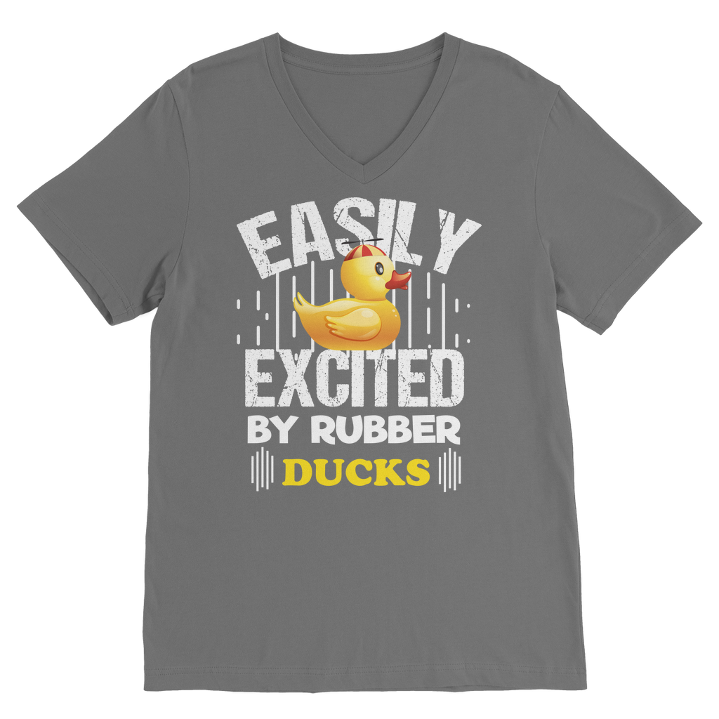 Easily Excited by Rubber Ducks Classic V-Neck T-Shirt