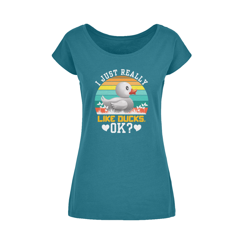 I Just Really Like Ducks! Ok! Wide Neck Womens T-Shirt XS-5XL