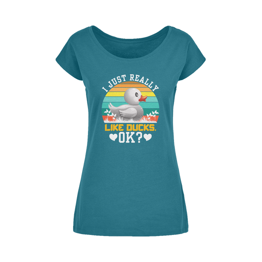 I Just Really Like Ducks! Ok! Wide Neck Womens T-Shirt XS-5XL