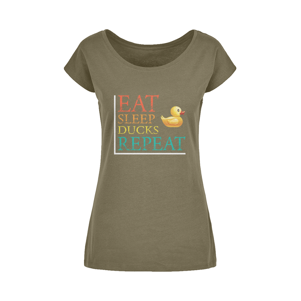 Eat Sleep Ducks Repeat Wide Neck Womens T-Shirt XS-5XL