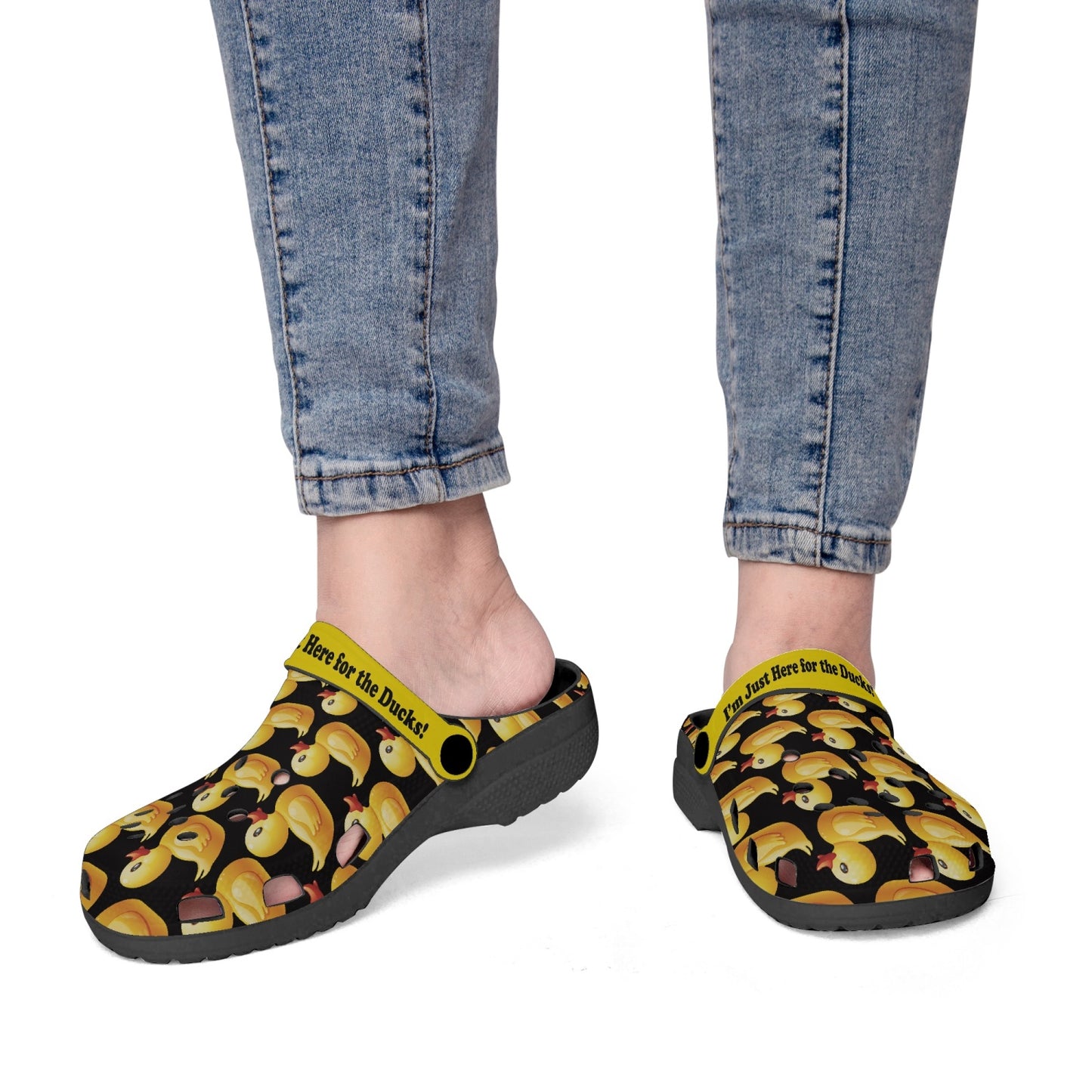 I'm Just Here for the Ducks Clogs - Black