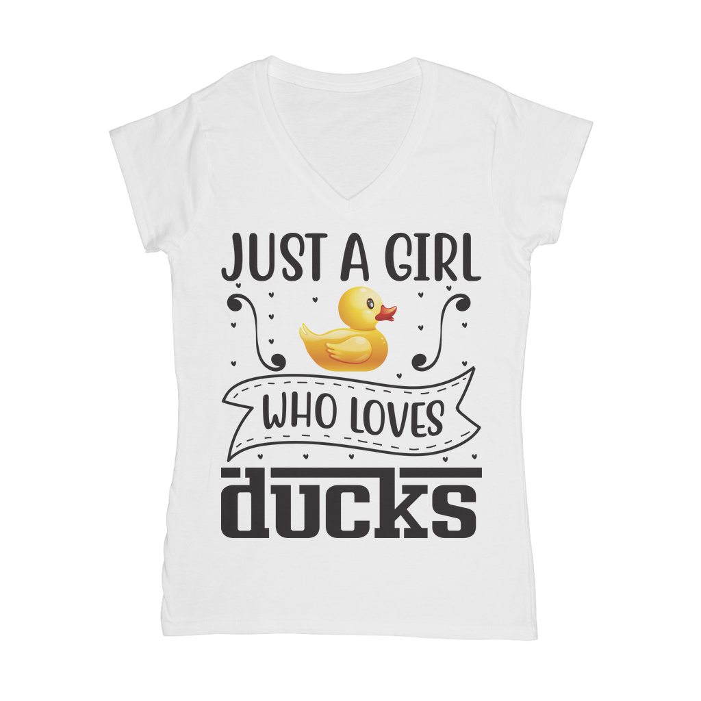 Just a Girl Who Loves Ducks Classic Women's V-Neck T-Shirt
