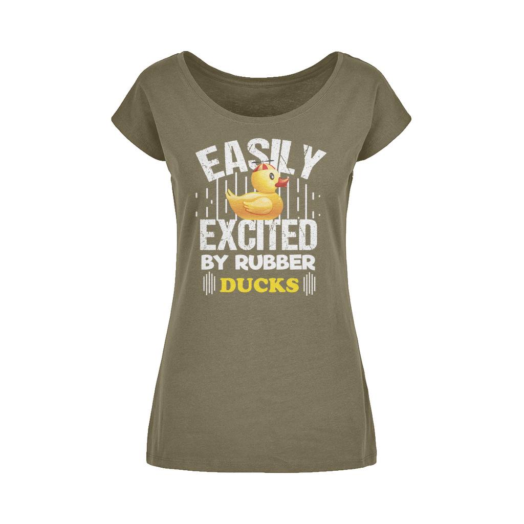 Easily Excited by Rubber Ducks Wide Neck Womens T-Shirt XS-5XL