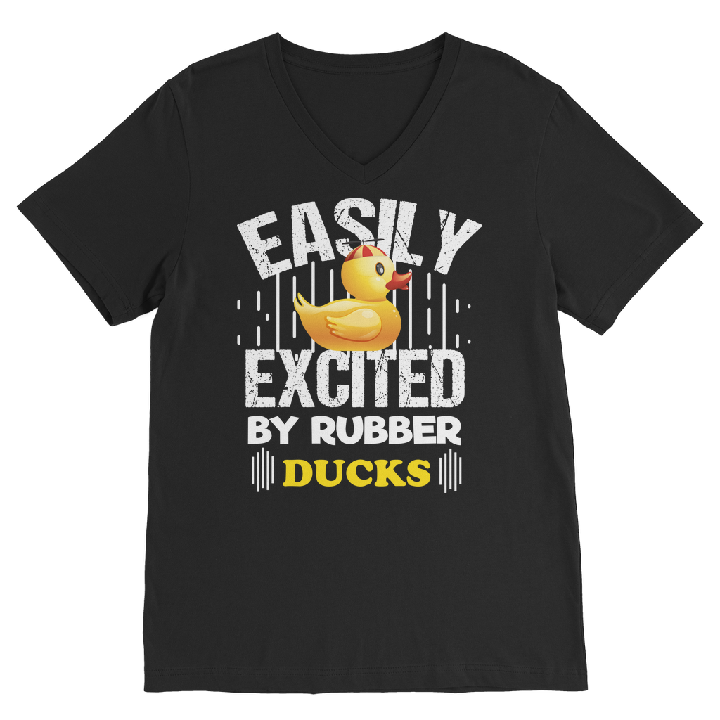Easily Excited by Rubber Ducks Classic V-Neck T-Shirt
