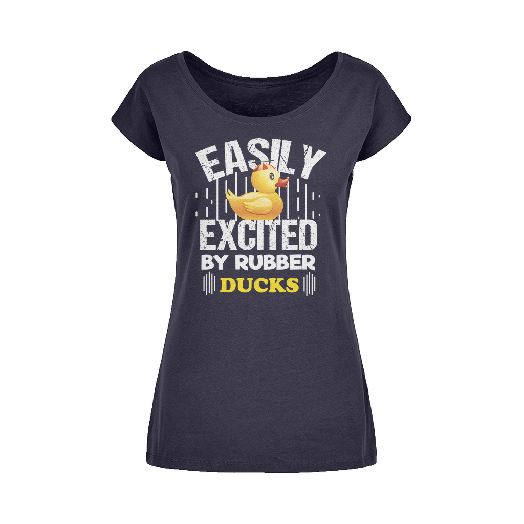 Easily Excited by Rubber Ducks Wide Neck Womens T-Shirt XS-5XL