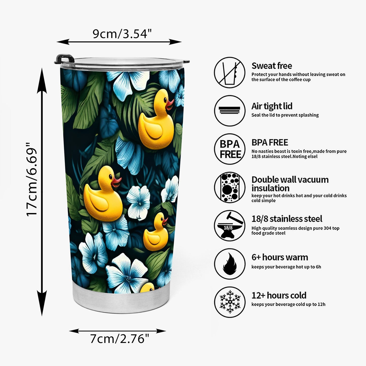 Ducky Royal Blue Hawaiian Stainless Steel Tumblers