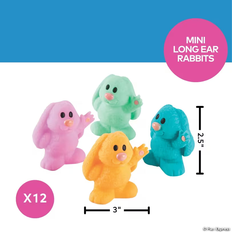 3" Mini Bright Color Vinyl Long Ear Rabbits