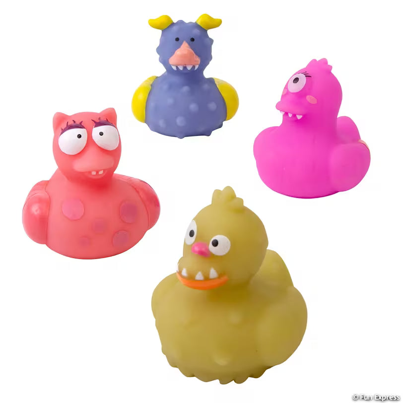 Multicolor Wacky Monster Rubber Ducks, 2" - by the dozen