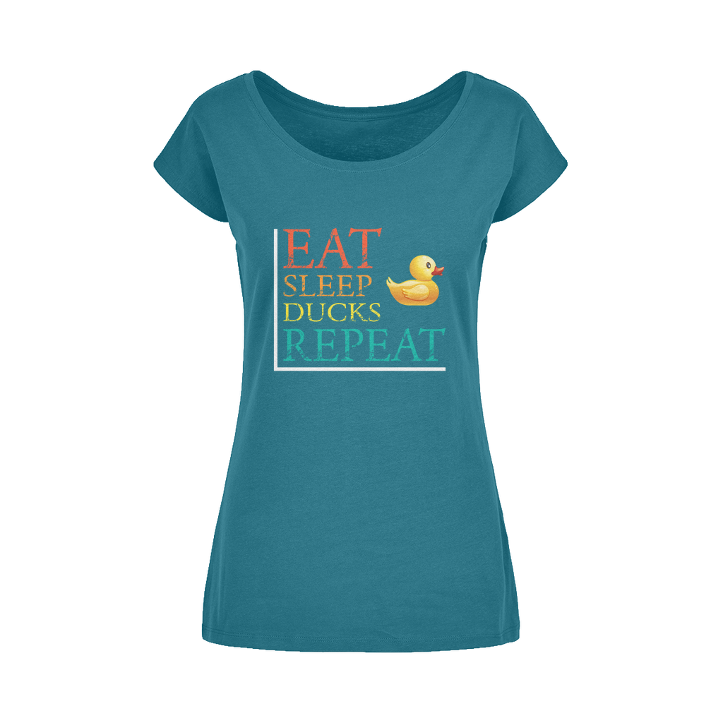 Eat Sleep Ducks Repeat Wide Neck Womens T-Shirt XS-5XL