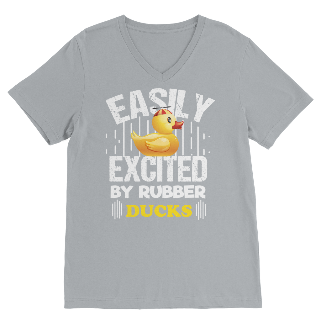 Easily Excited by Rubber Ducks Classic V-Neck T-Shirt