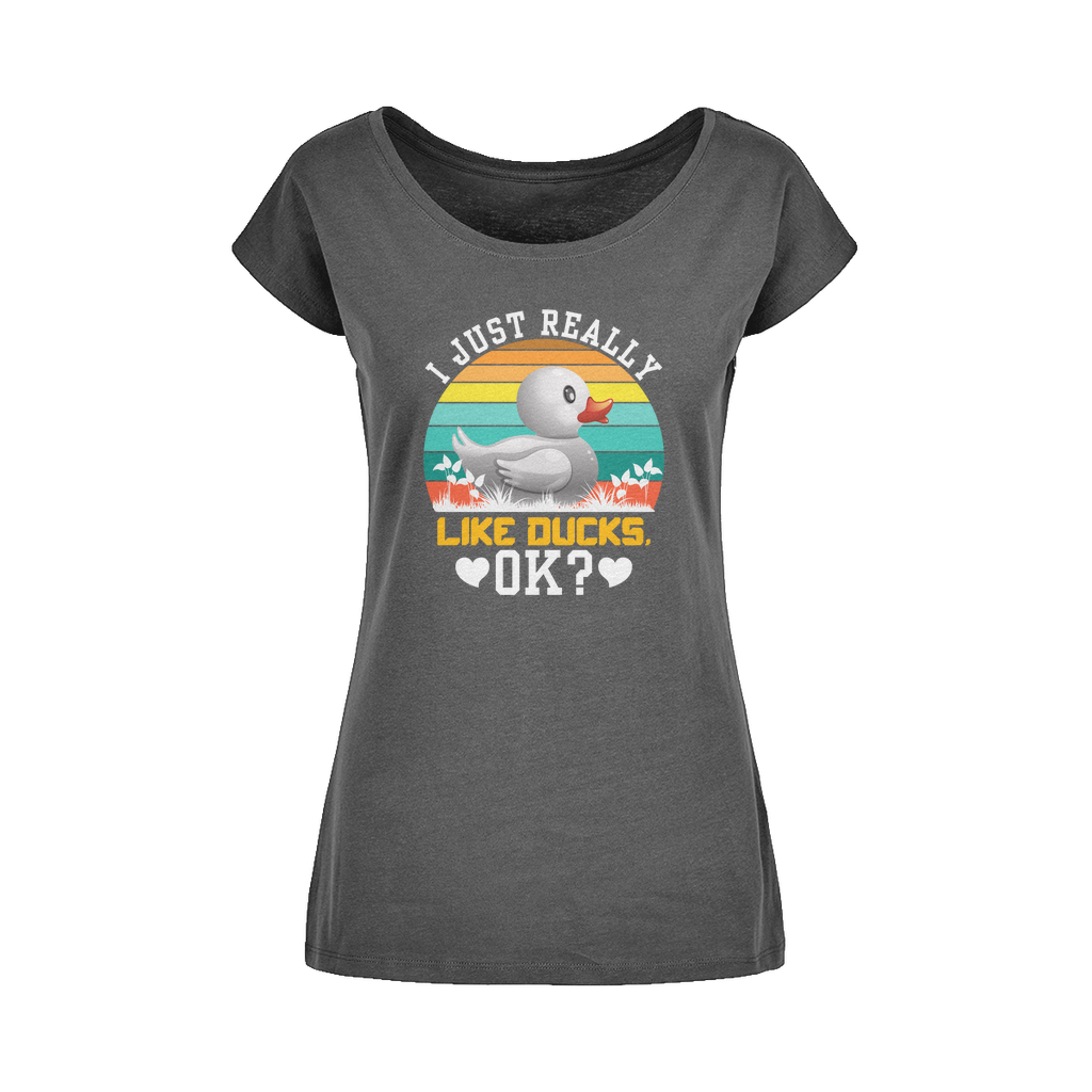 I Just Really Like Ducks! Ok! Wide Neck Womens T-Shirt XS-5XL