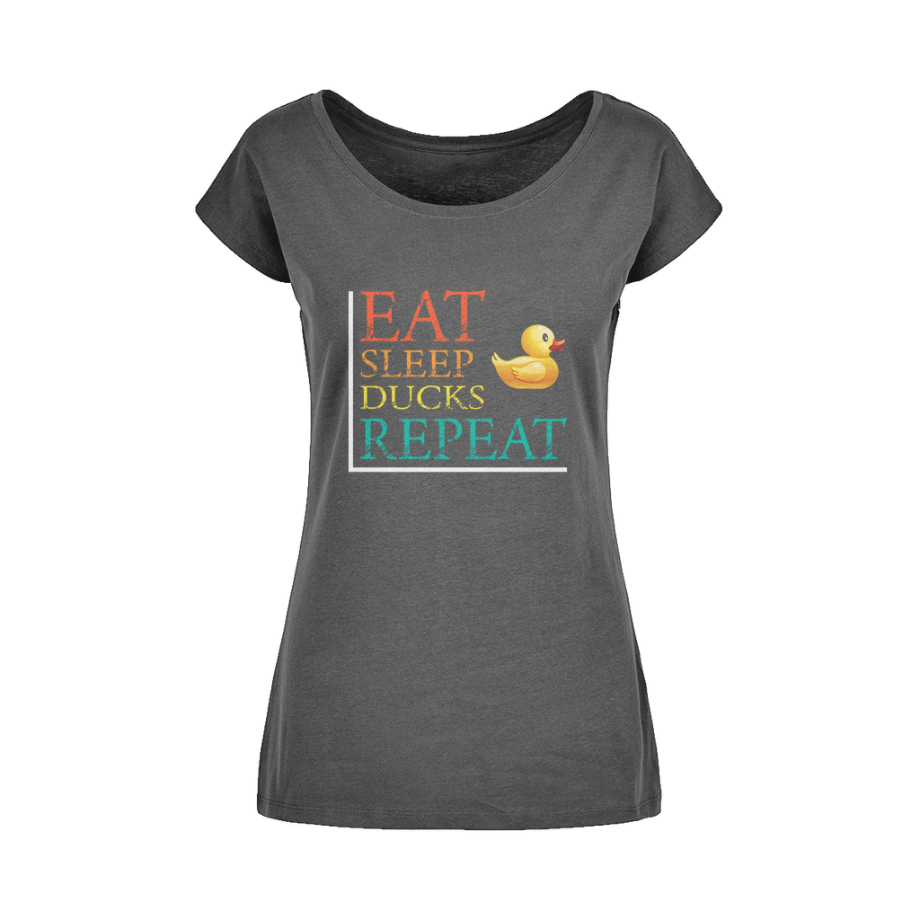 Eat Sleep Ducks Repeat Wide Neck Womens T-Shirt XS-5XL