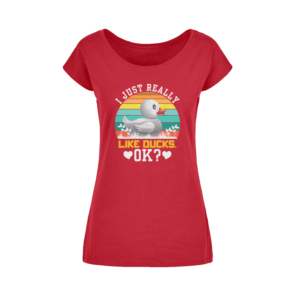 I Just Really Like Ducks! Ok! Wide Neck Womens T-Shirt XS-5XL