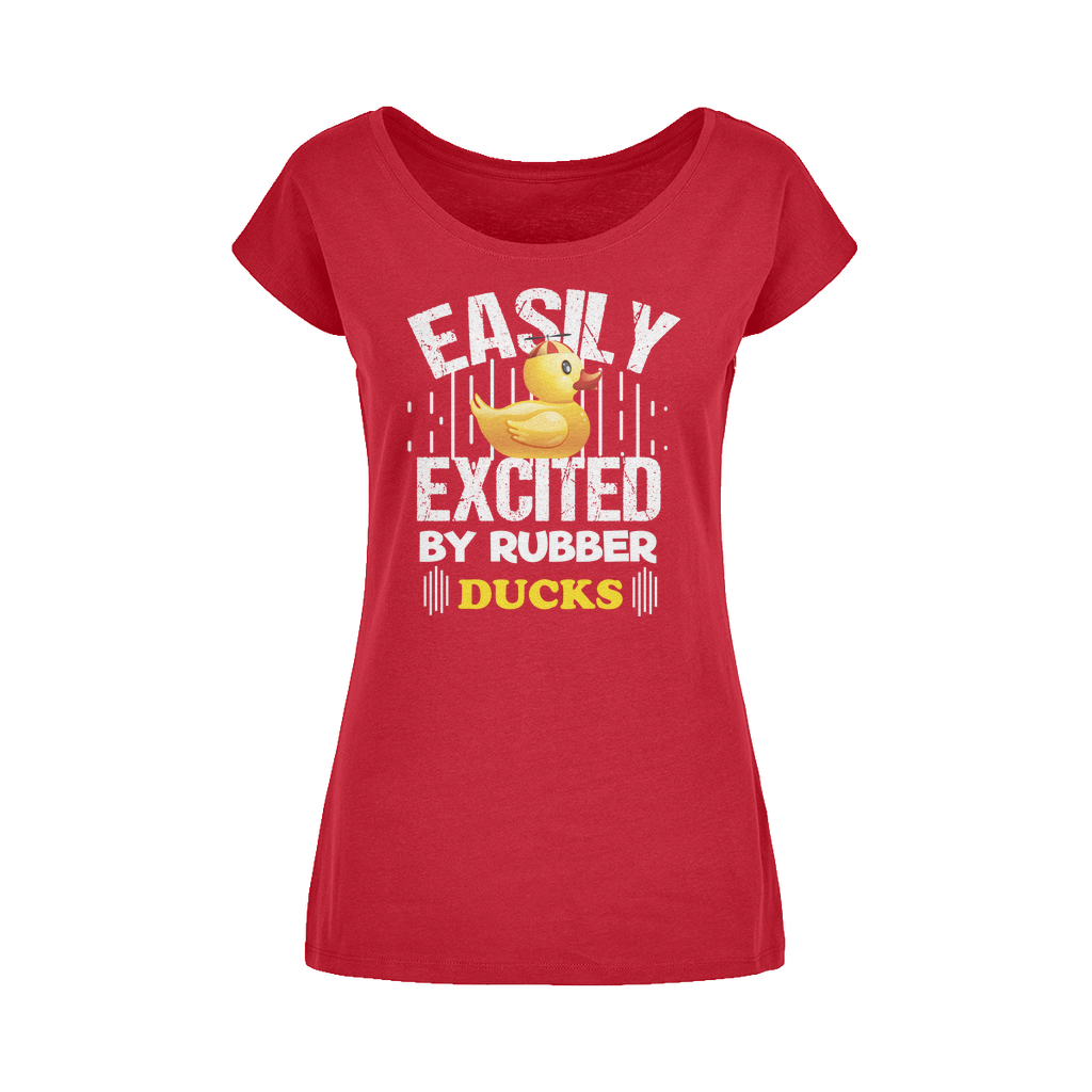 Easily Excited by Rubber Ducks Wide Neck Womens T-Shirt XS-5XL