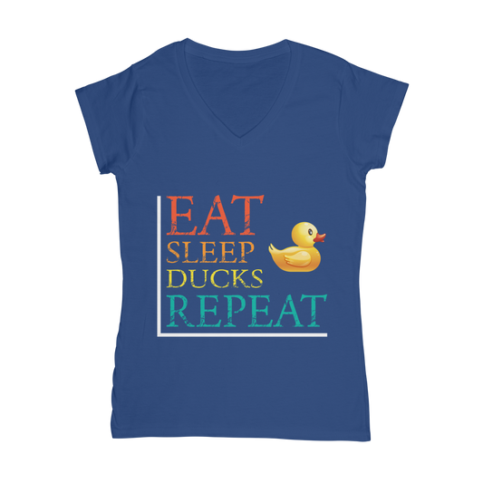 Eat Sleep Ducks Repeat Classic Women's V-Neck T-Shirt