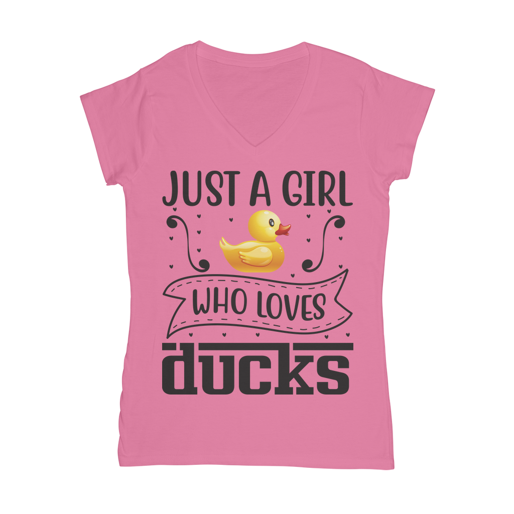 Just a Girl Who Loves Ducks Classic Women's V-Neck T-Shirt