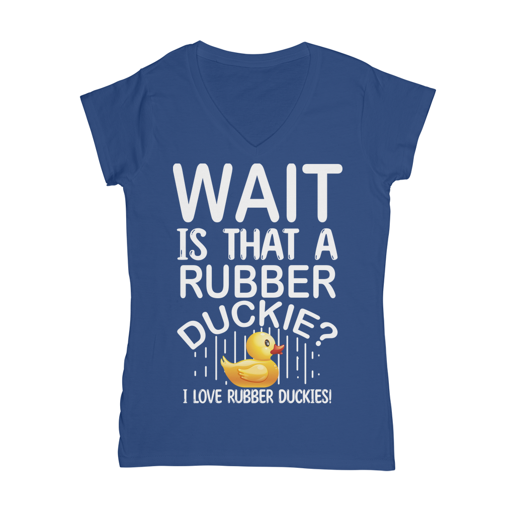 Wait! Is That a Rubber Duckie? Classic Women's V-Neck T-Shirt