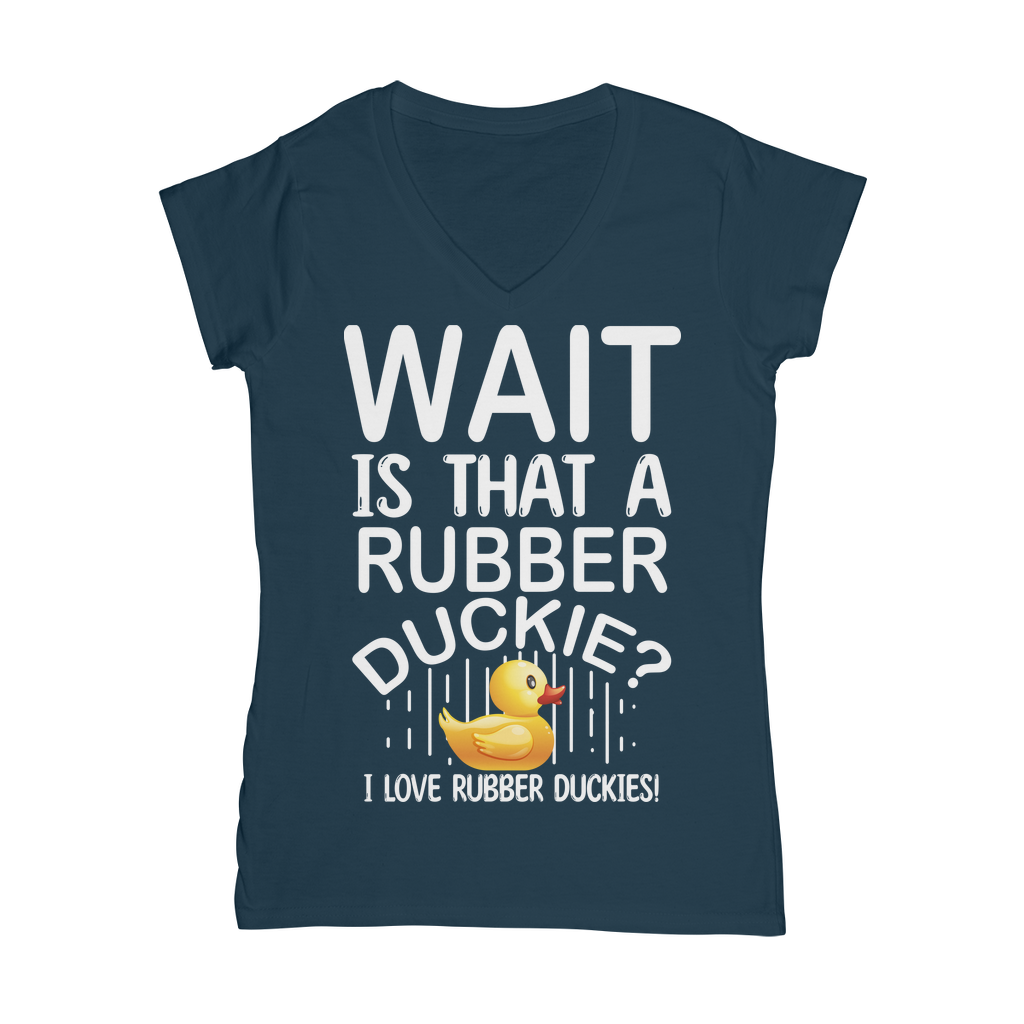 Wait! Is That a Rubber Duckie? Classic Women's V-Neck T-Shirt