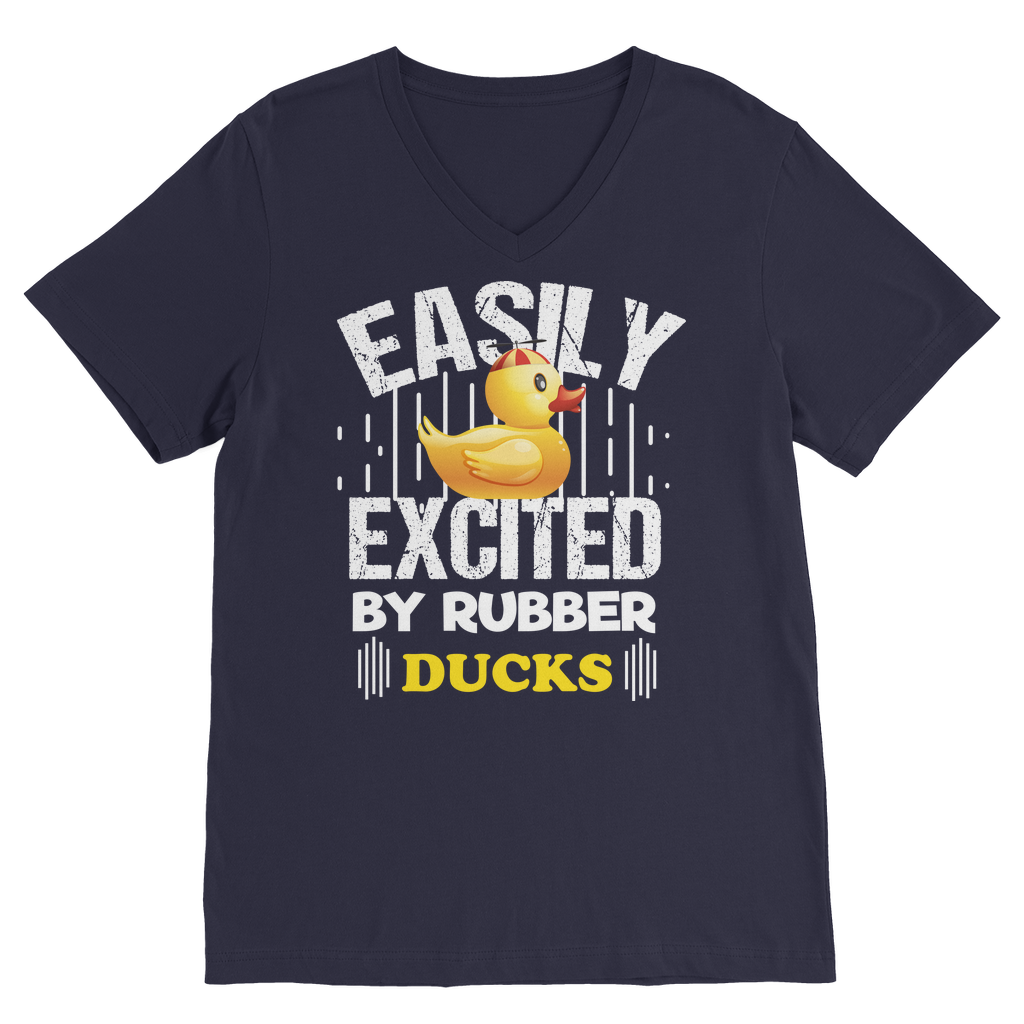 Easily Excited by Rubber Ducks Classic V-Neck T-Shirt