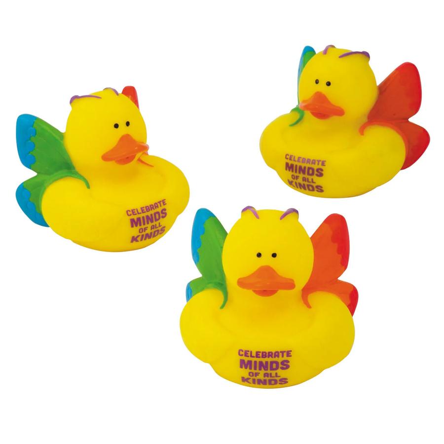 2 1/4" Neurodiversity Rainbow Butterfly Wings Rubber Ducks - 12-Pack