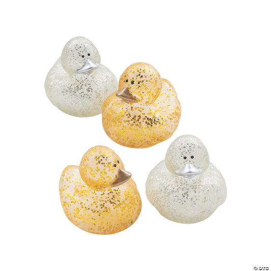 Gold & Silver Glitter Sparkle Rubber Ducks - by the dozen