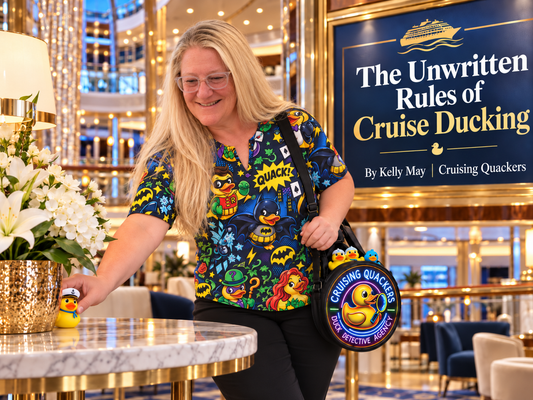 Kelly May hiding a cruise duck aboard a cruise ship
