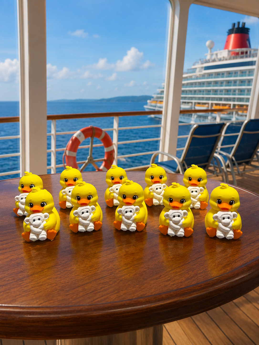 Set of 10 ducks holding cruise towel monkeys