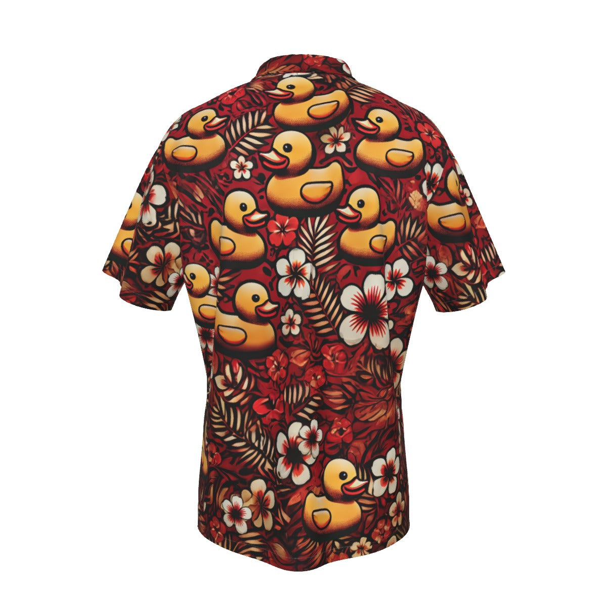 Volcano Vibes Rubber Duck Men's Hawaiian Shirt With Pocket