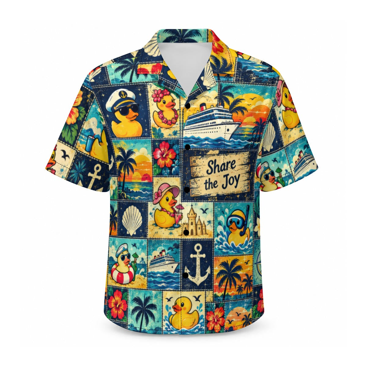 Share the Ducky Joy Men’s Hawaiian Shirt with Pocket