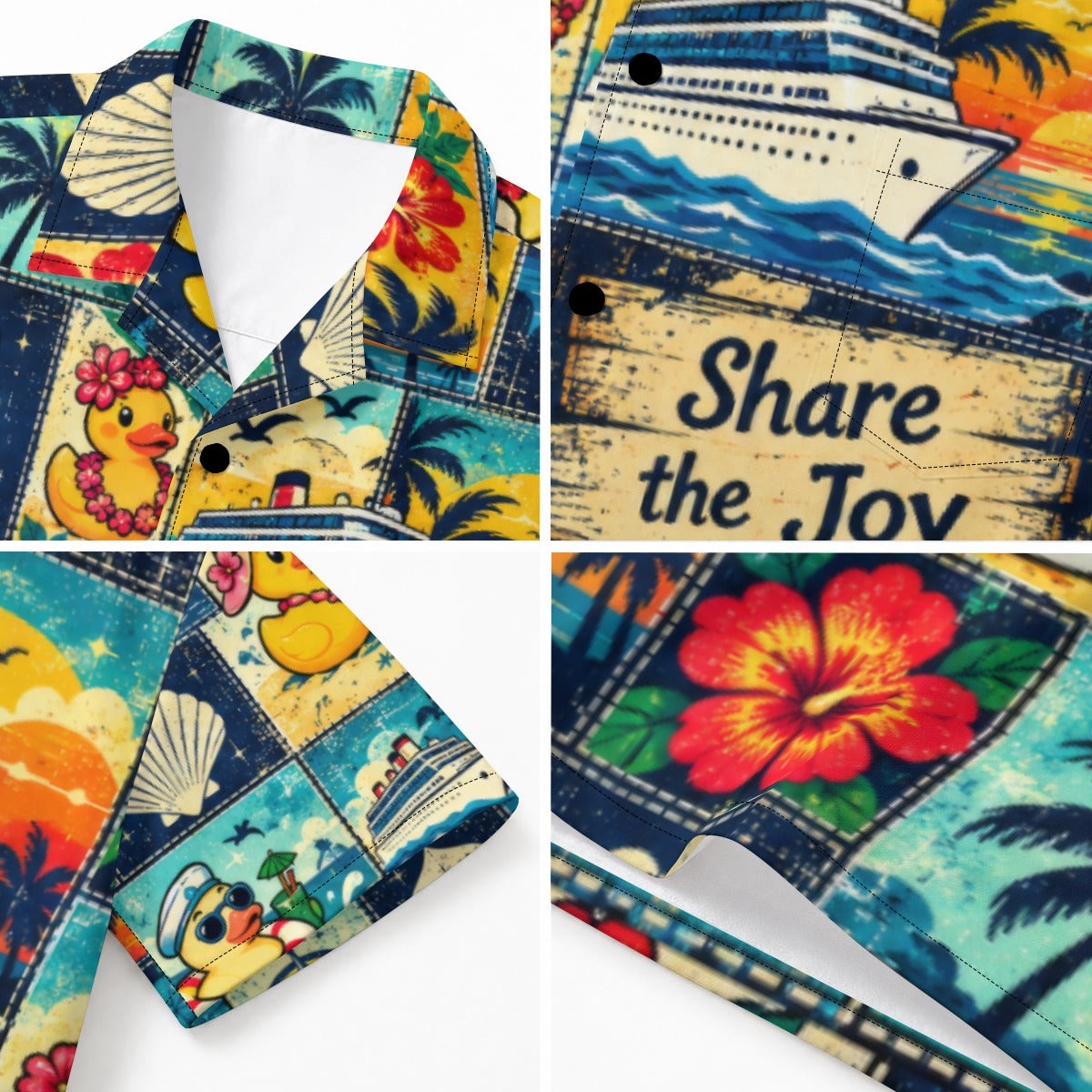 Share the Ducky Joy Men’s Hawaiian Shirt with Pocket