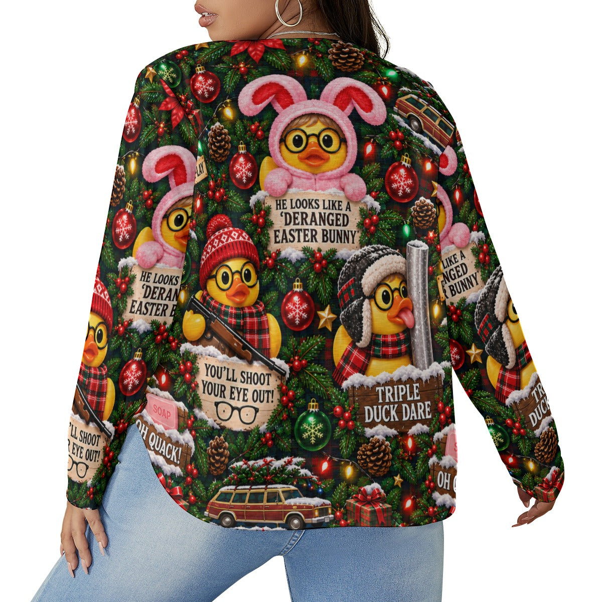 A Quackmas Story Women’s V-Neck Long-Sleeved T-Shirt