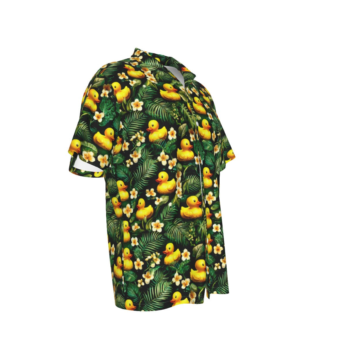 Tropical Forest Rubber Duck Men's Hawaiian Shirt With Pocket