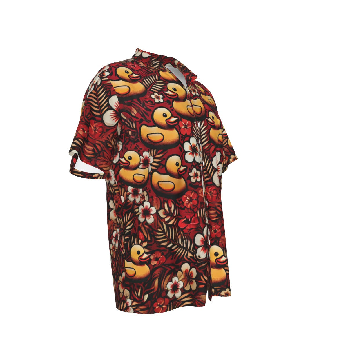 Volcano Vibes Rubber Duck Men's Hawaiian Shirt With Pocket