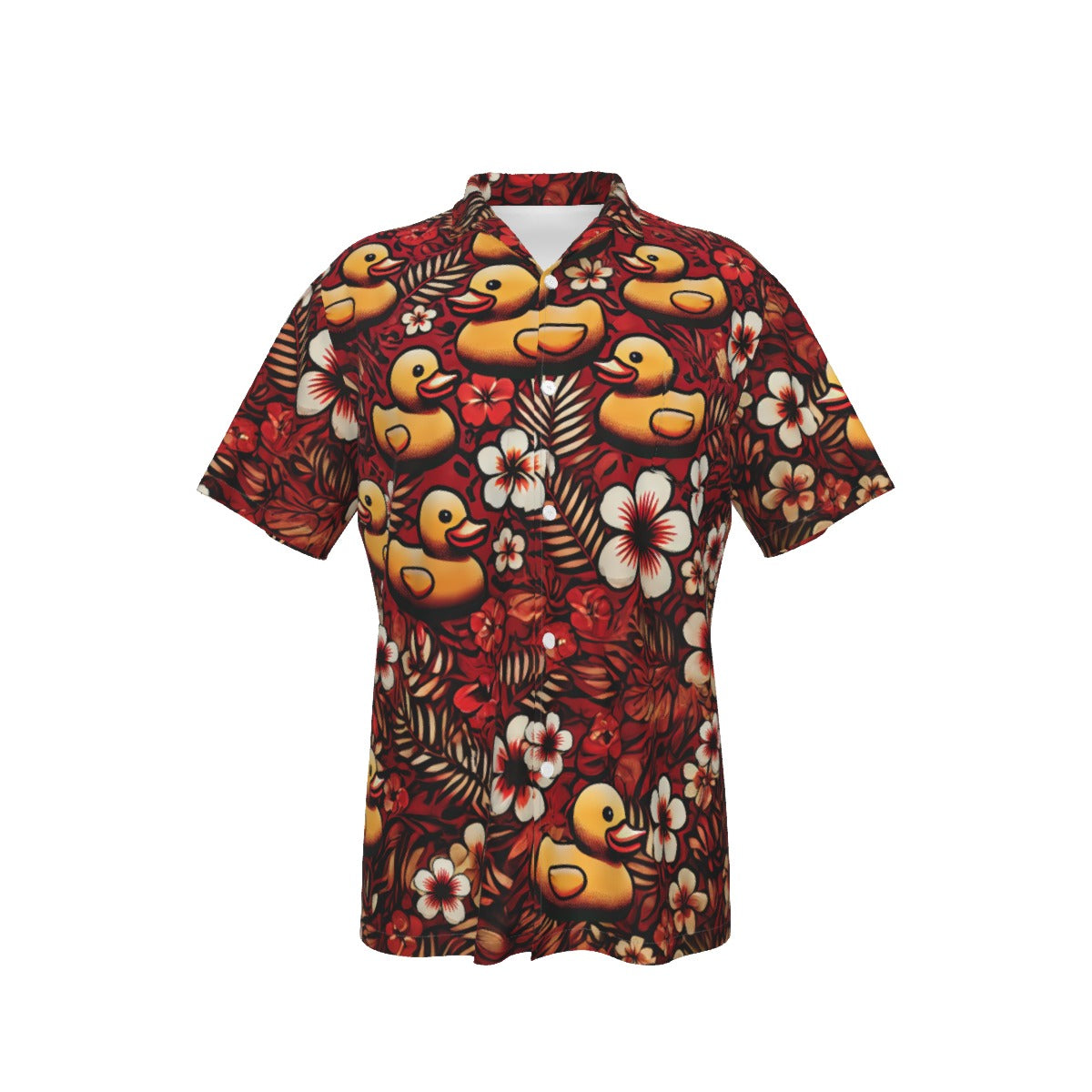 Volcano Vibes Rubber Duck Men's Hawaiian Shirt With Pocket